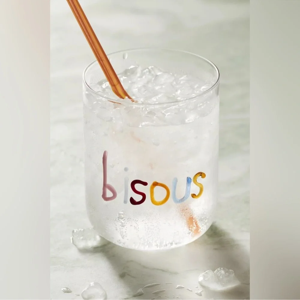 NIB Anthropologie The Love Notes Icon Juice Glass - Bisous